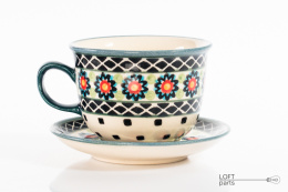 Cup with saucer Artistic Ceramics Wiza Bolesławiec