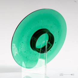 Emerald cake stand Ząbkowice glassworks