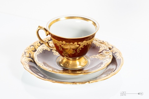 filiżanka złoty liśc porcelana wawel