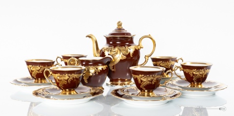 serwis kawowy fryderyka złoty liść porcelana krzysztof