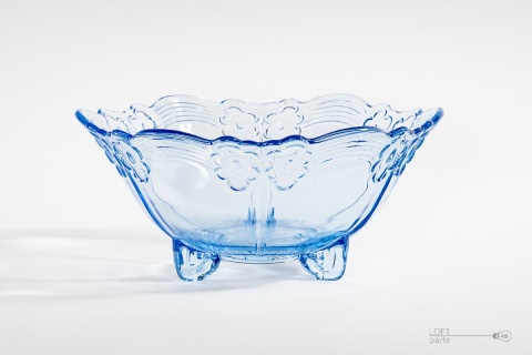 Glass blue bowl on legs