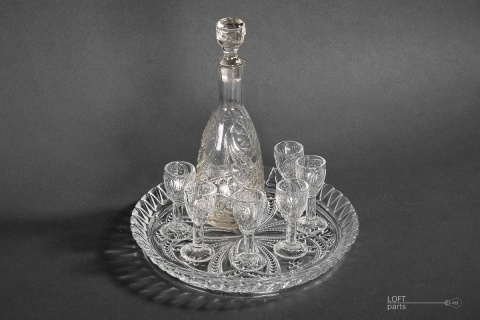 komplet do likieru huta szkła hortensja