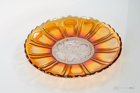 Irized platter 36 Glassworks Hortensja