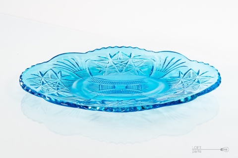 Turquoise platter 1234 Ząbkowice glassworks
