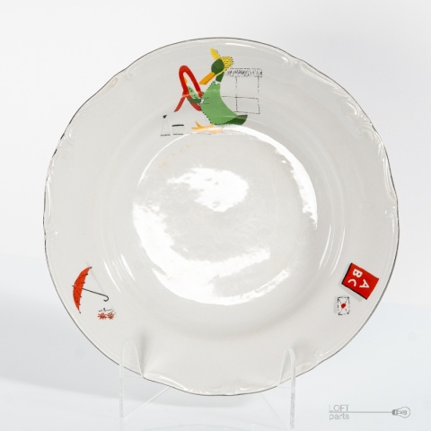 głęboki talerz z gąską porcelana chodzież