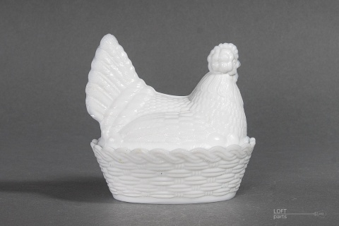 white medium hen glassworks ząbkowiceglassworks