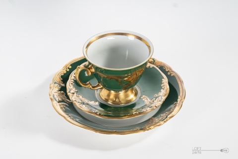 trio złoty liść porcelana wawel