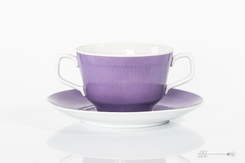 fioletowa bulionówka ze spodkiem wałbrzych