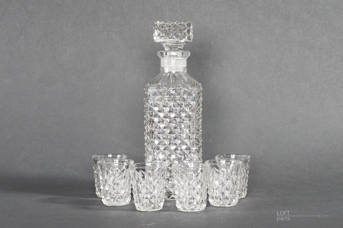 karafka z kieliszkami huta szkła ząbkowice